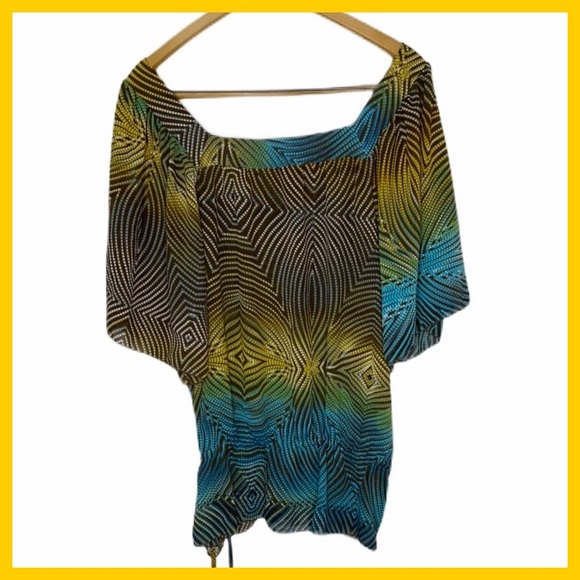 Unique Spectrum Geo Pattern Square Neck Blouse XL - Picture 5 of 7